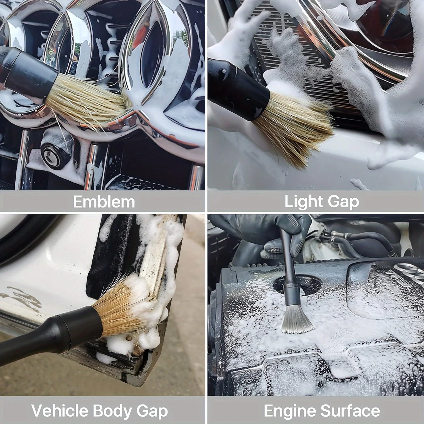 3PCS Automotive Interior Detail Brush Set Soft Synthetic Wool