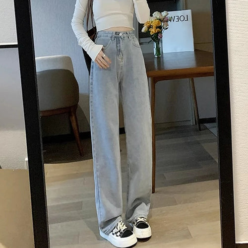 Woman Vintage Wide Leg Jeans Girls High Waist Pants Female Fashion