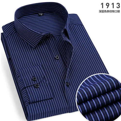Spring New Men's Striped long-sleeved Shirt Non-ironing Anti-wrinkle