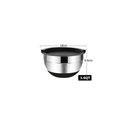 6-piece Set Mixing Bowls with Lids and Non Slip Bases Stainless Steel