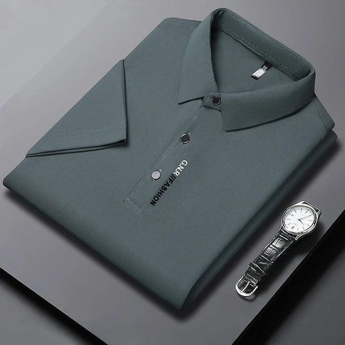 New Men's Short Sleeved Solid Color POLO Shirt Breathable and