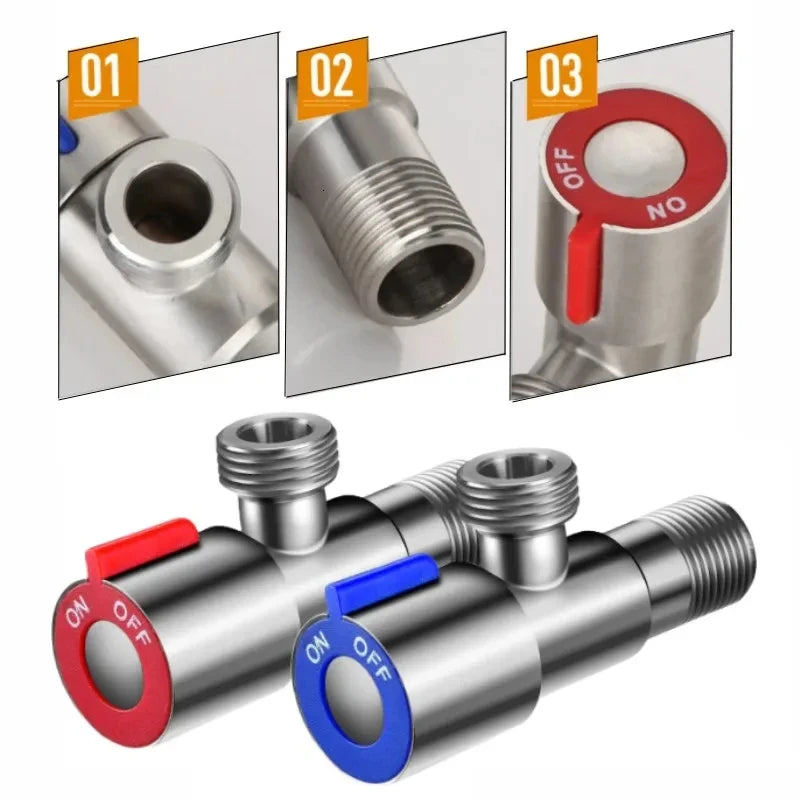 Stainless Steel Hot Cold Inlet Valve Toilet Filling Angle Valves Sink
