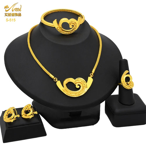 ANIID Dubai 24k Gold Plated Jewelry Set For Women Bridal Ethiopian
