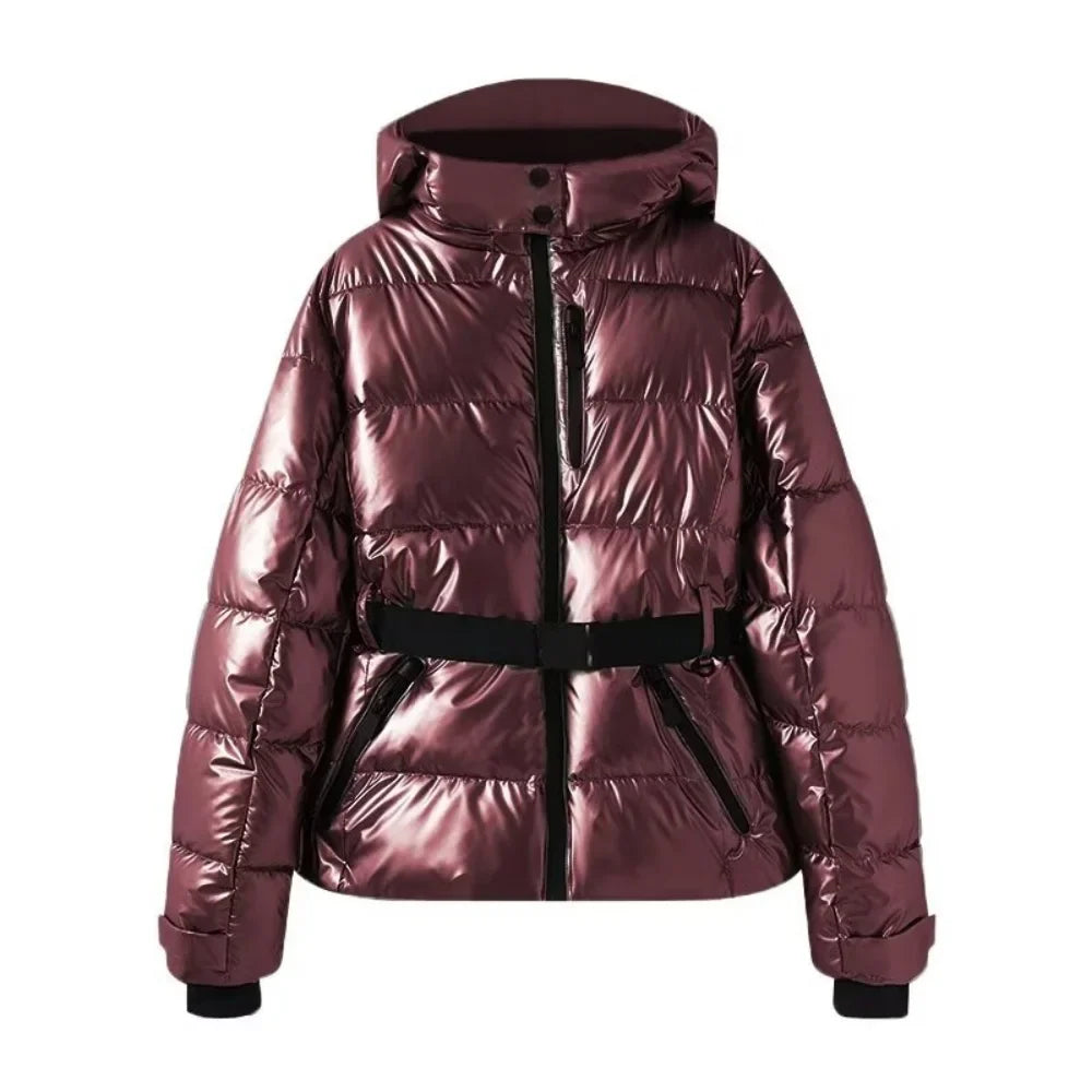 women's warm skiing series waist down cotton jacket winter new hooded slim fit jacket jacket
