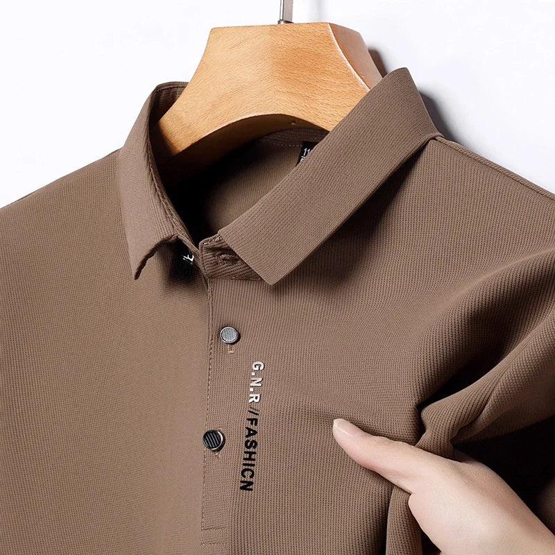 New Men's Short Sleeved Solid Color POLO Shirt Breathable and