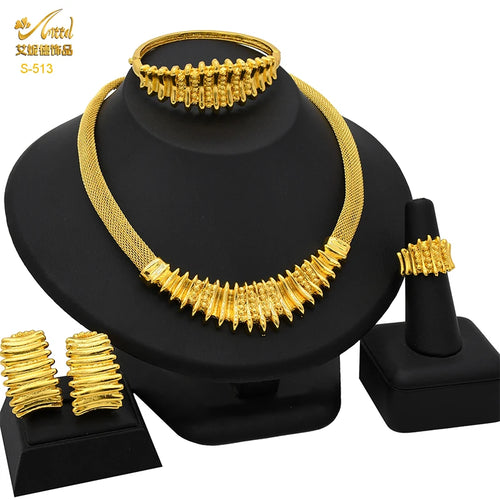 ANIID Dubai 24k Gold Plated Jewelry Set For Women Bridal Ethiopian