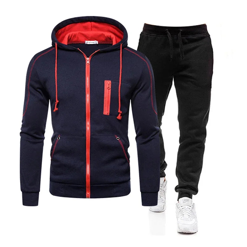 2024 Men Sets Wear Men's Fashion Autumn Winter Double Zipper Jacket/