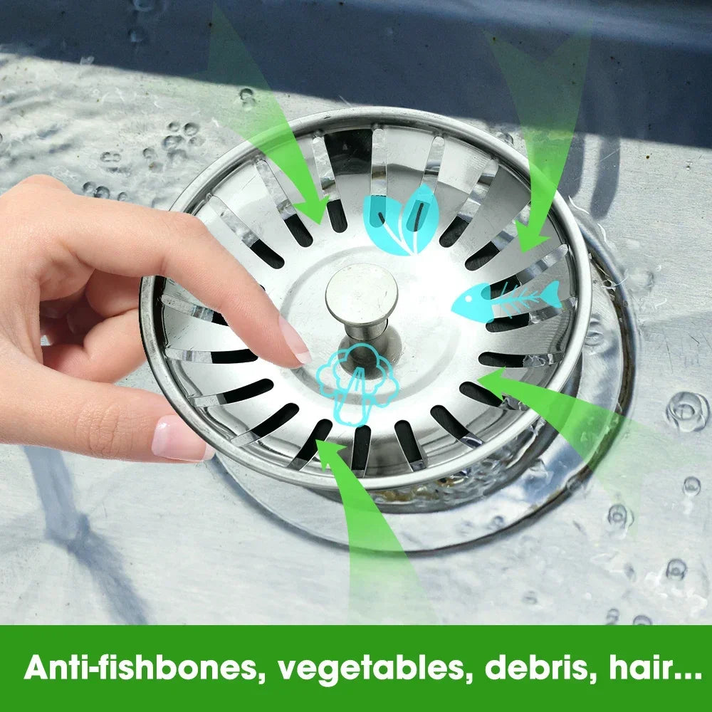 Kitchen Stainless Steel Sink Filter Hole Bathtub Hair Catcher Stopper