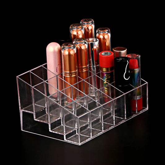 Transparent 24 Cell Cosmetics Storage Rack, Desktop Cosmetics Display
