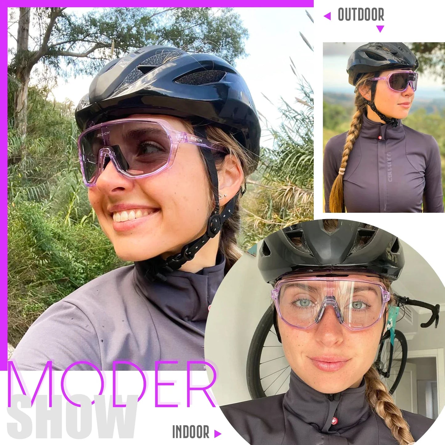 SCVCN Outdoor Sport Bike Photochromic Sunglasses Men Women bicycle MTB