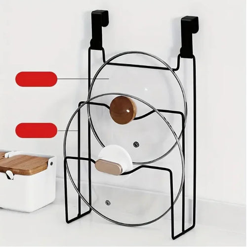 Hanging Pot Lid Rack for Cupboard Door Cutting Board Storage Shelf