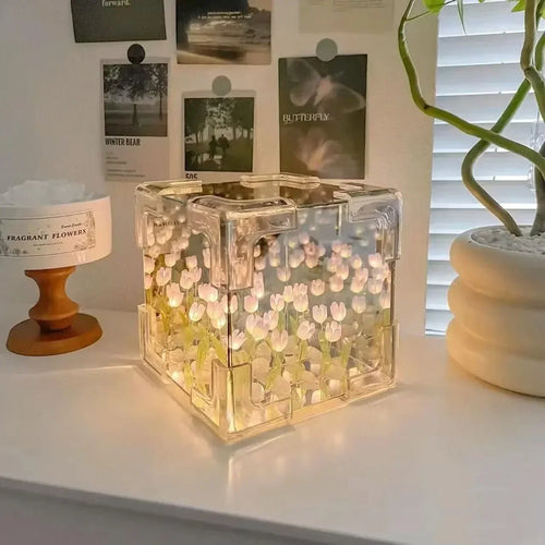 2025New Creative Diy Tulip Flower Sea Cube Three-Dimensional Small