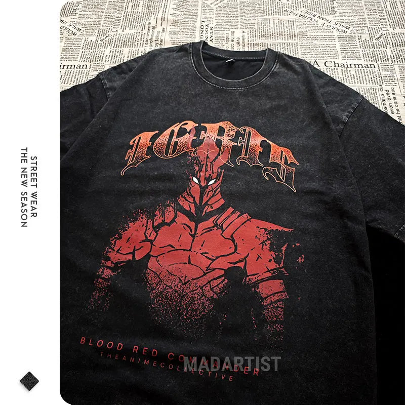 Anime S-Solo L-Leveling Shirts Vintage Washed Sung Jin-Woo T-shirt