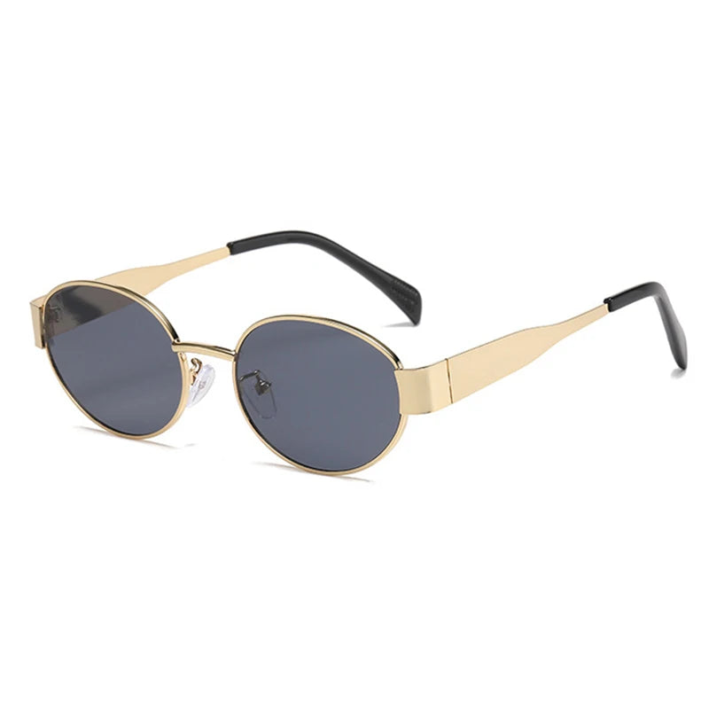 Retro Small Oval Sunglasses Men Women Luxury Metal Round Sun Glasses