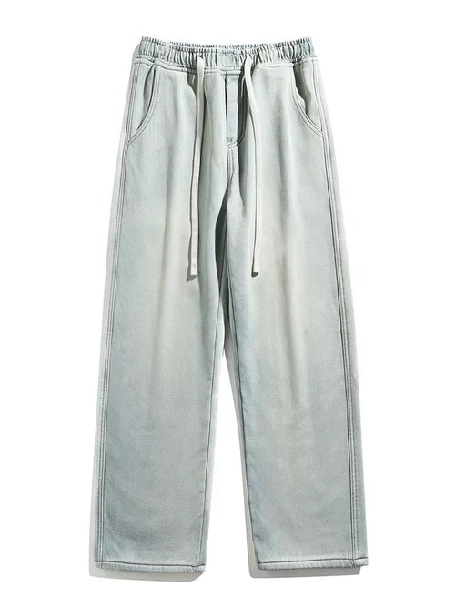 Winter Men's Jeans Korean Fashion Fleece Liner Thick Warm Straight