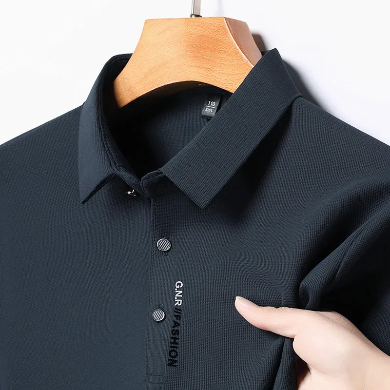 New Men's Short Sleeved Solid Color POLO Shirt Breathable and