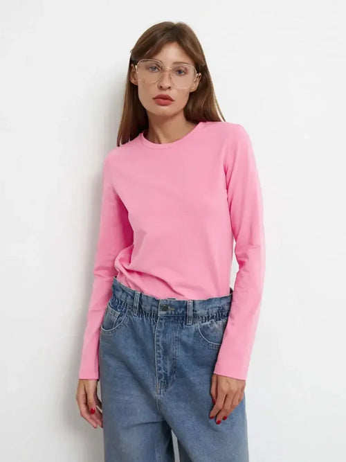 Bornladies Women's Spring Autumn 100% Cotton T-shirt Bottoming Basic