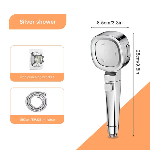 Musurjoy Bathroom Booster Shower Head, 3 Mode Adjustable Spray,