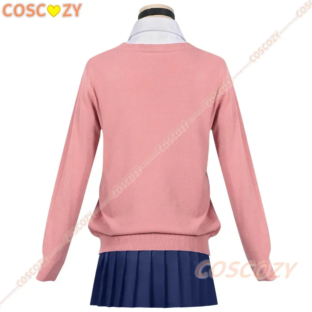 Momo Ayase Cosplay Costume Wig Anime Dandadan Sweater Skirt School