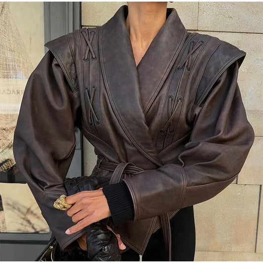 Suninheart Autumn and Winter Faux Leather Jackets for Women 2024 Chic