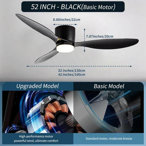 XINGOO Ceiling Fan White Low Floor Ultra Thin 17cm DC Ceiling Fan With