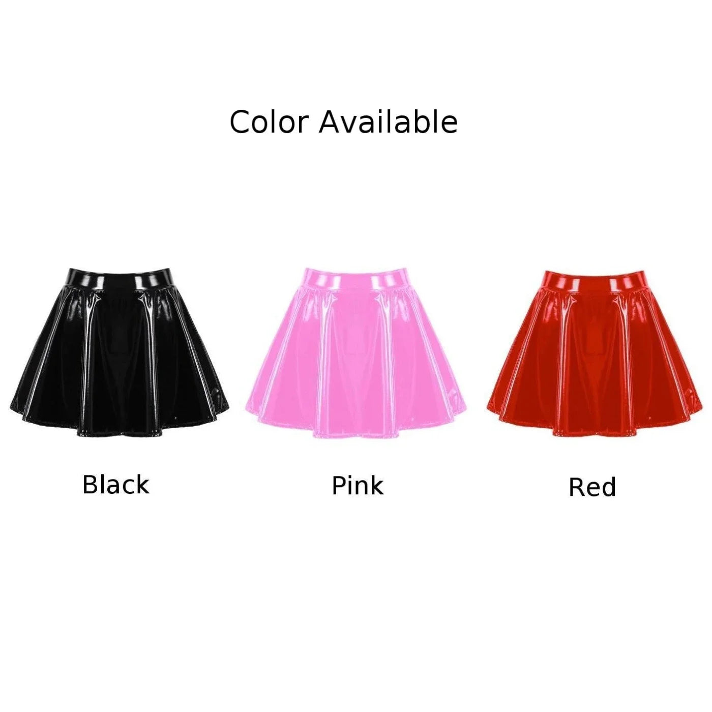 Women's A Line Skirt Glossy Patent Leather Flared Miniskirt Dance