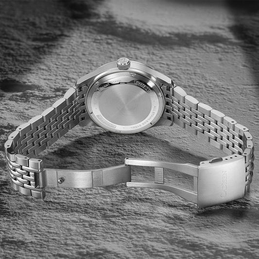 CADISEN Automatic Mechanical Watch Man Silver Business Casual Waterproof Watch Japan MIYOTA 8215 Movement Domed Glass Mens Watch