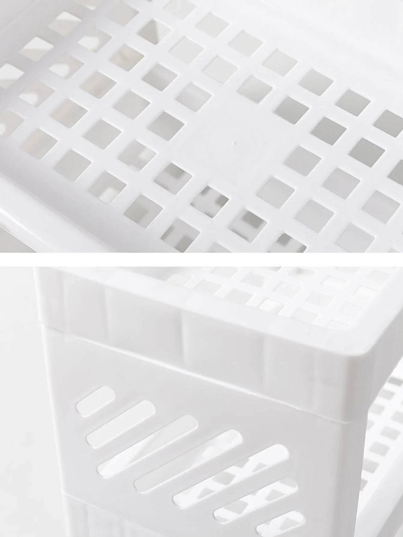 1PC PP Desktop Double Layer Storage Rack Rectangular White Organizing
