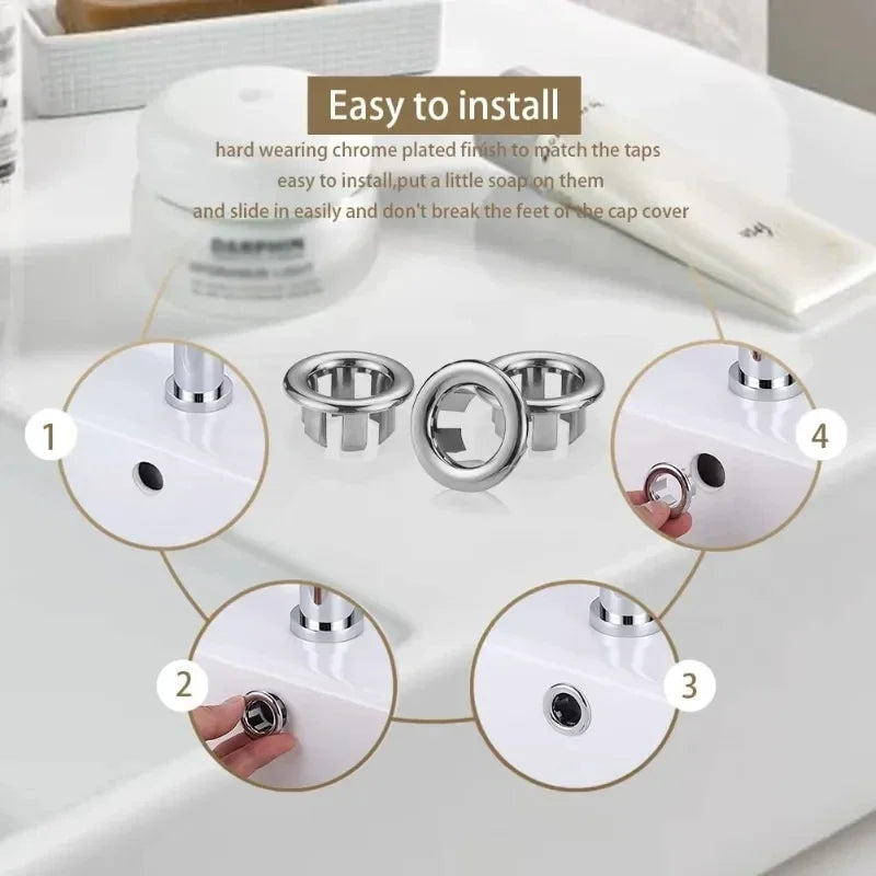 4Pcs Kitchen Bathroom Basin Circular Overflow Drain Cover Decoration