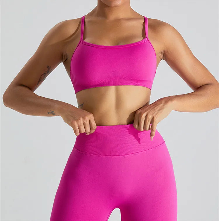 S-XL 1/2PCS Sport Bra Yoga Set Gym Suit V back Shorts Women Tracksuit