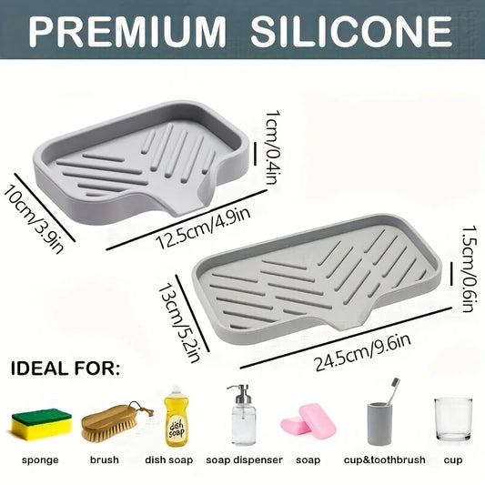 Silicone Kitchen Soap Tray, Kitchen Sink Tray Sponge Tray Dish, Soap