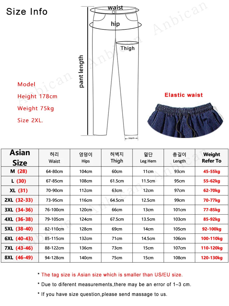 Plus Size Jeans Men Loose Joggers Streetwear Harem Jeans Cargo Pants