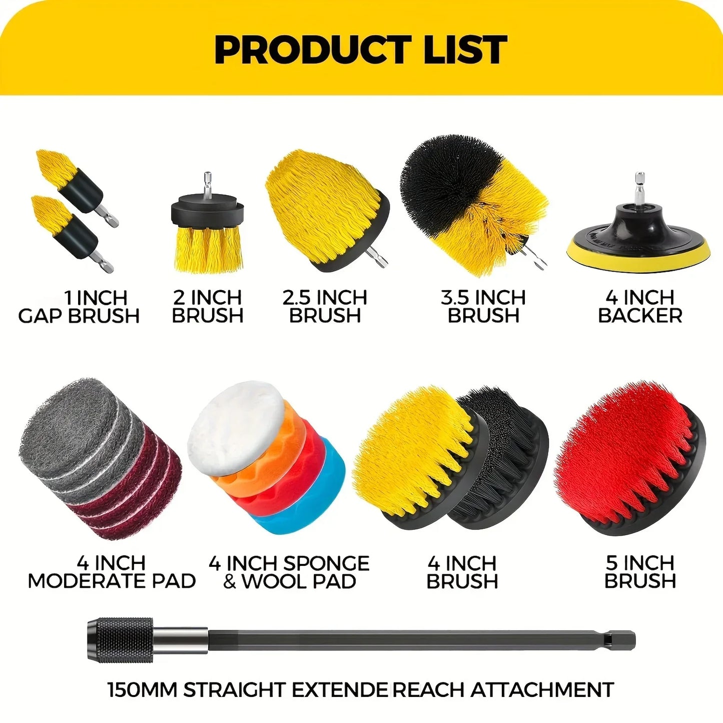 7-Piece Drill Brush Attachment Set, Cleaning Brush Tool Kit,