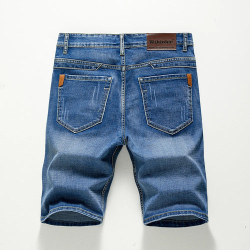 Summer Shorts Jeans Men Denim Pants Stretch Dark Blue Fashion Design