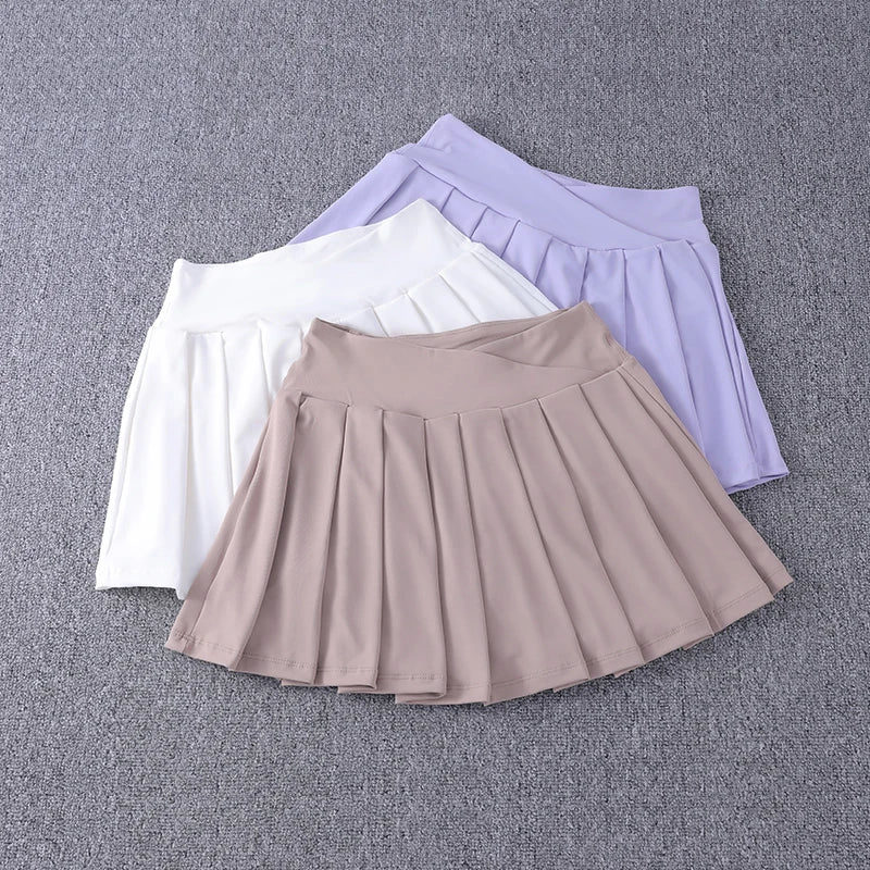 2024 New Best-Selling Pleated Nylon Spandex High Waisted Pocket Skirt