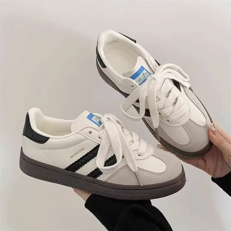 Shoes Woman 2025 Trend Casual Sneakers Comfortable Lace Up Flats