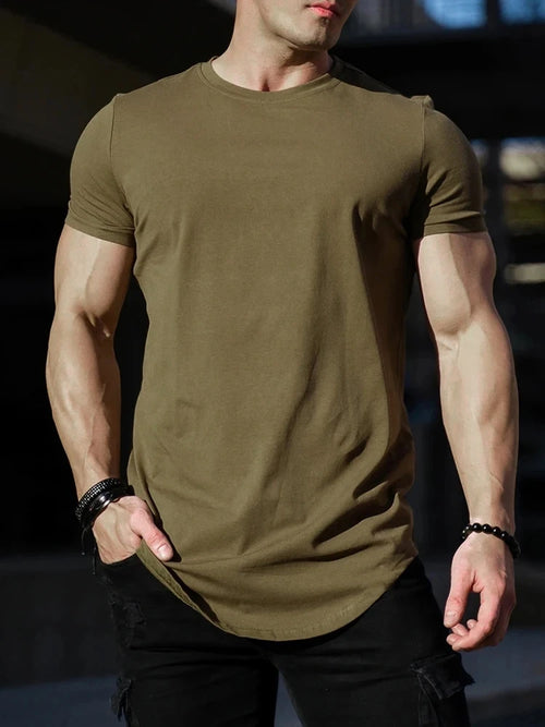 Muscle Fitness T-shirt Summer Men's Athleisure Workout short sleeve