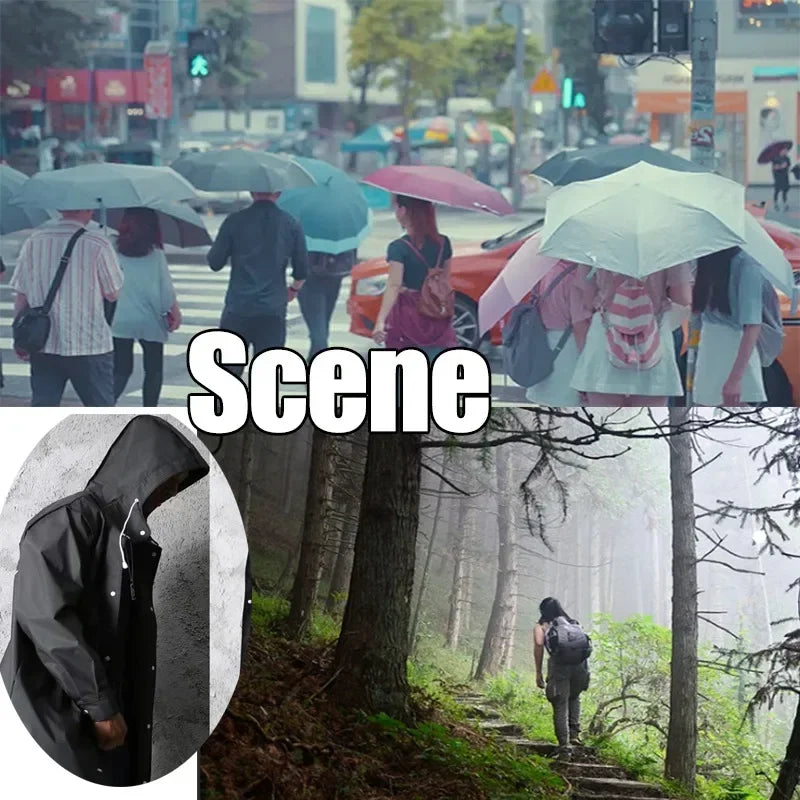 New Black Fashion Adult Waterproof Long Raincoat Ladies Men Raincoat