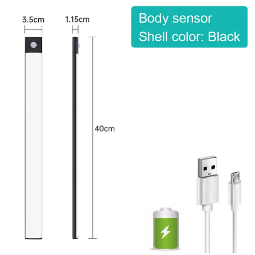 Bedroom Night Light Motion Sensor Lights Wireless USB Under Cabinet