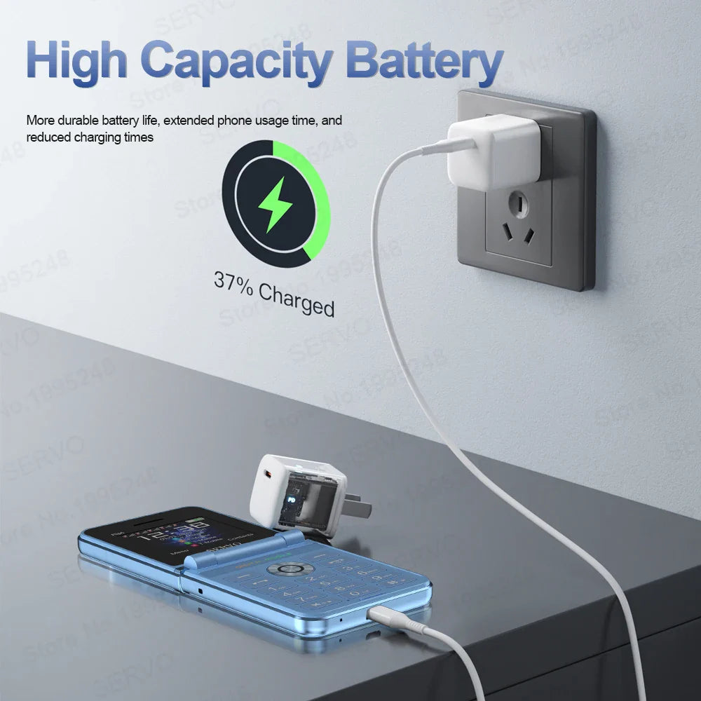 SERVO Flip6 4 SIM Card standby Folding Mobile Phone 2.4” Auto Call