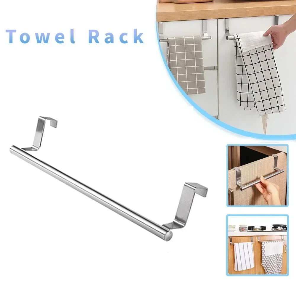 1PC Stainless Towel Rack Over Door Towel Bar Hanging Holder Bathroom