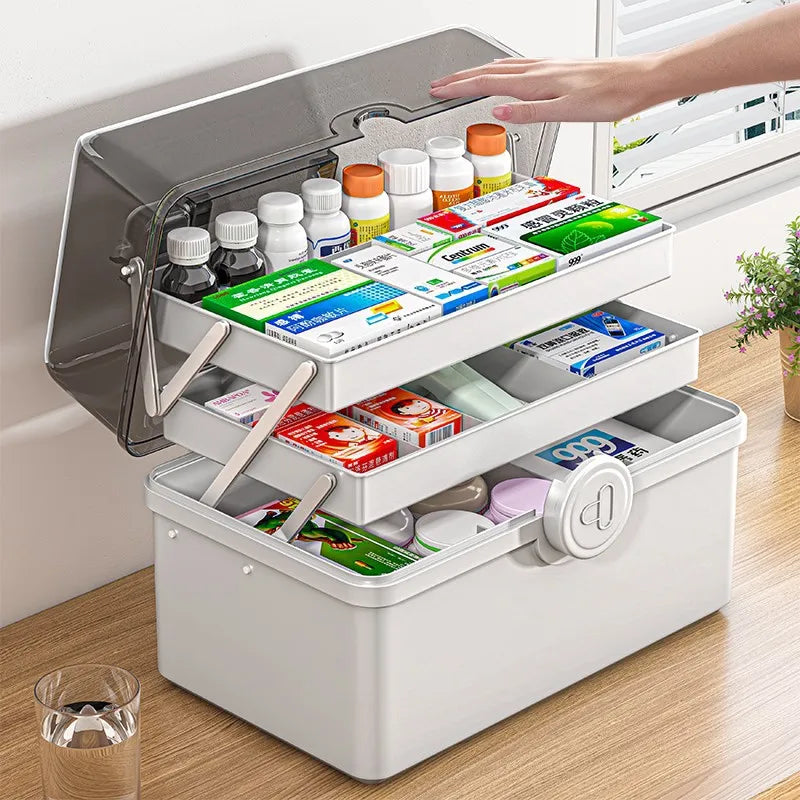 3 Layers Large Capacity Family Medicine Organizer Storage Box Portable