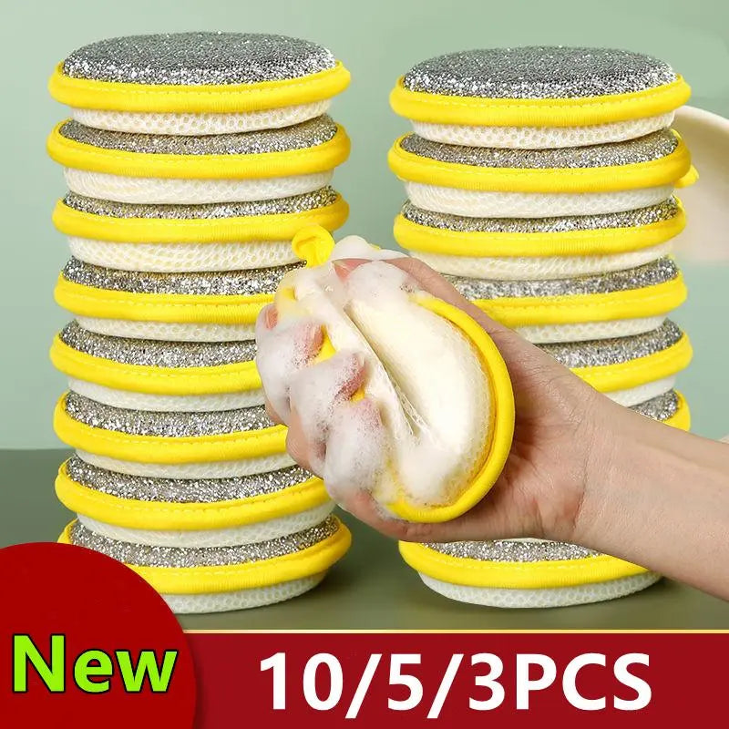 10/5/3PCS Double Side Dishwashing Sponge Dish Washing Brush Pan Pot