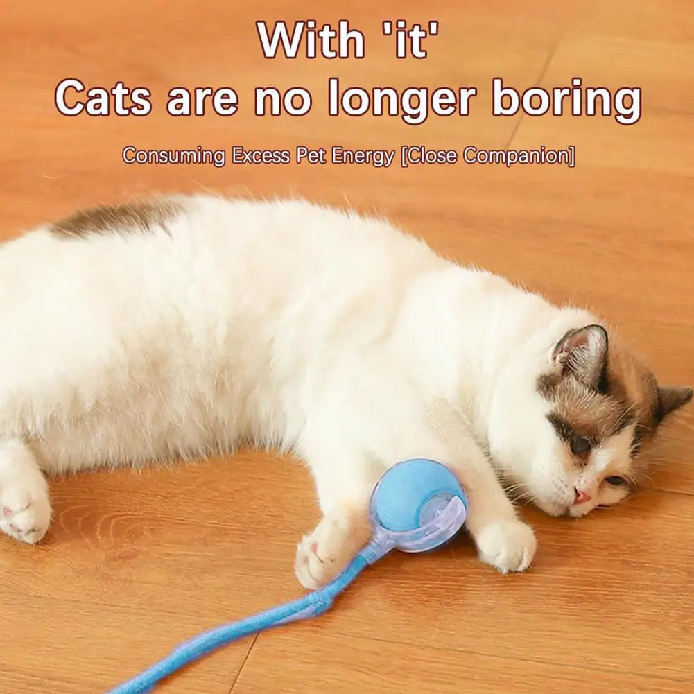 Electric Cat Ball Toys Automatic Rolling Ball Faux Tail Rechargeable