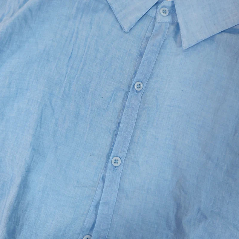 Summer Cotton Linen Shirts For Men Casual Short Sleeved Shirts Blouses