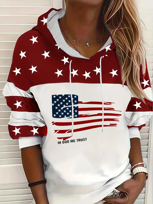 American Flag & Blessed 3d Print Hoodie Women Fashion Oversized