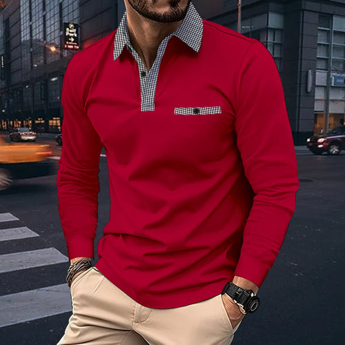 Spring Autumn Men Polo shirt Casual Sports Shirt Men Pure Color Long