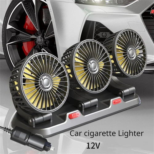 Car Fan 360° Adjustable 3 Head Air Fan Automotive Electric Fan
