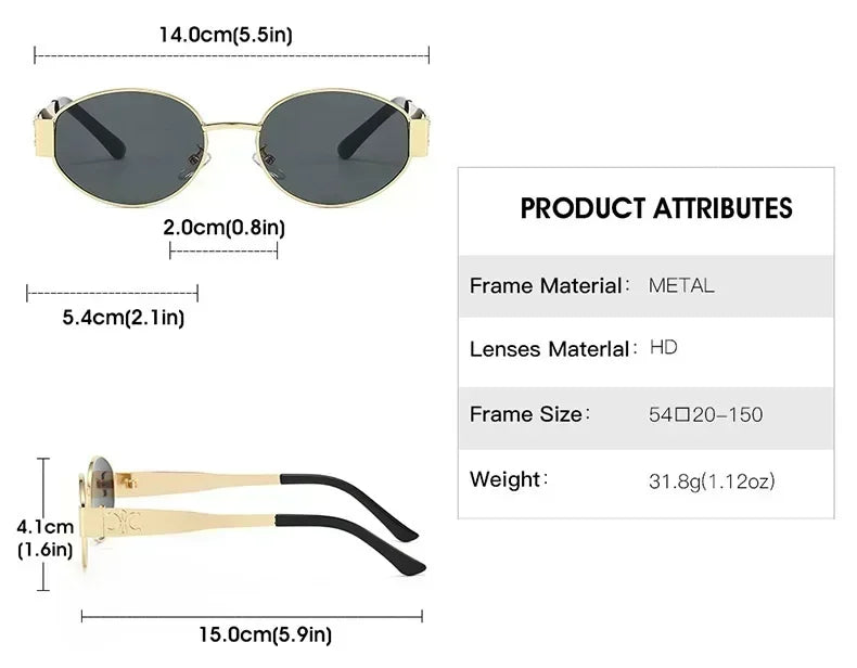 Luxury Metal Brand Sunglasses for Men and Women Unisex Designer