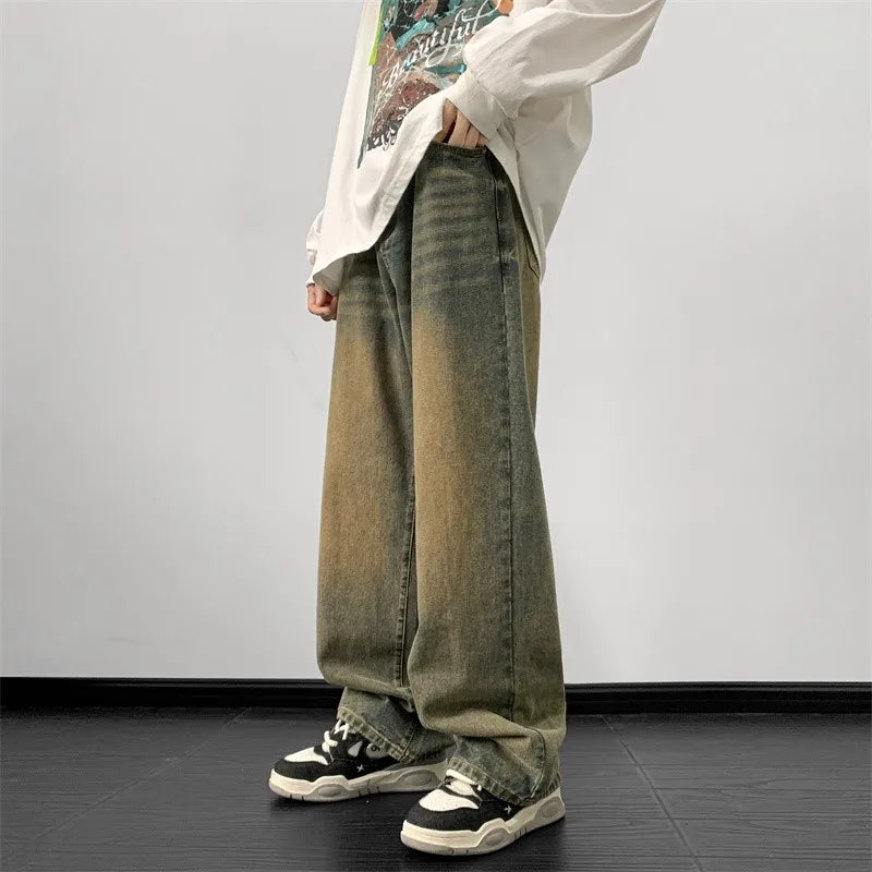 Jeans men Wide Leg Jeans Male Loose Straight Denim Pants 2024 Autumn